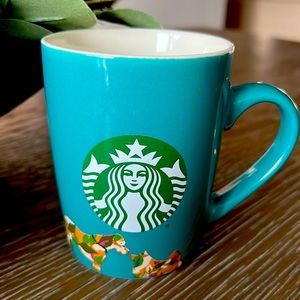 Starbucks Camouflage Dogs Coffee Cup Mug 2020 10oz Teal & White with Siren logo.